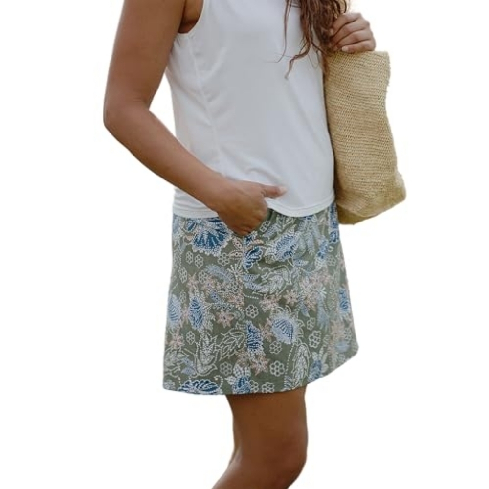 Women’s Mini A-Line Skirt in Olive Floral